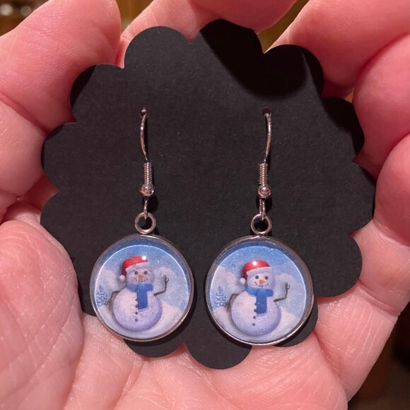 Snowman Dangle Earrings - Picture 1 of 1